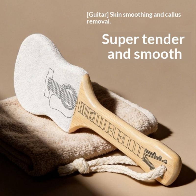 Guitar Shaped Gentle Exfoliating Scrubber Anti-Slip Bamboo Handle for All Skin Types Daily Skincare Routine one size