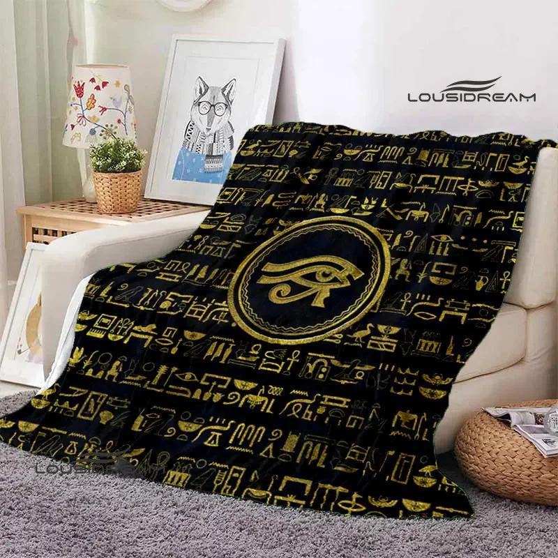 Egyptian Pictograph And Symbol Printing Blanket Fashion Warm Blankets Home Travel Soft And Comfortable Blanket Birthday Gift