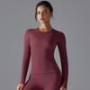 Auroth Long Sleeve Yoga Top Gym Sports Shirts Women Solid Color Running Shirts Slim Stretch Fitness Top