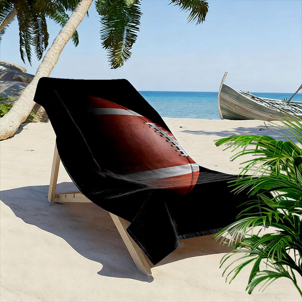 Giant Beach Towel with Rugby Ball Sport Action Design, Ultra Soft Quick Dry Microfiber, Fade Resistant, for Pool Beach Vacation