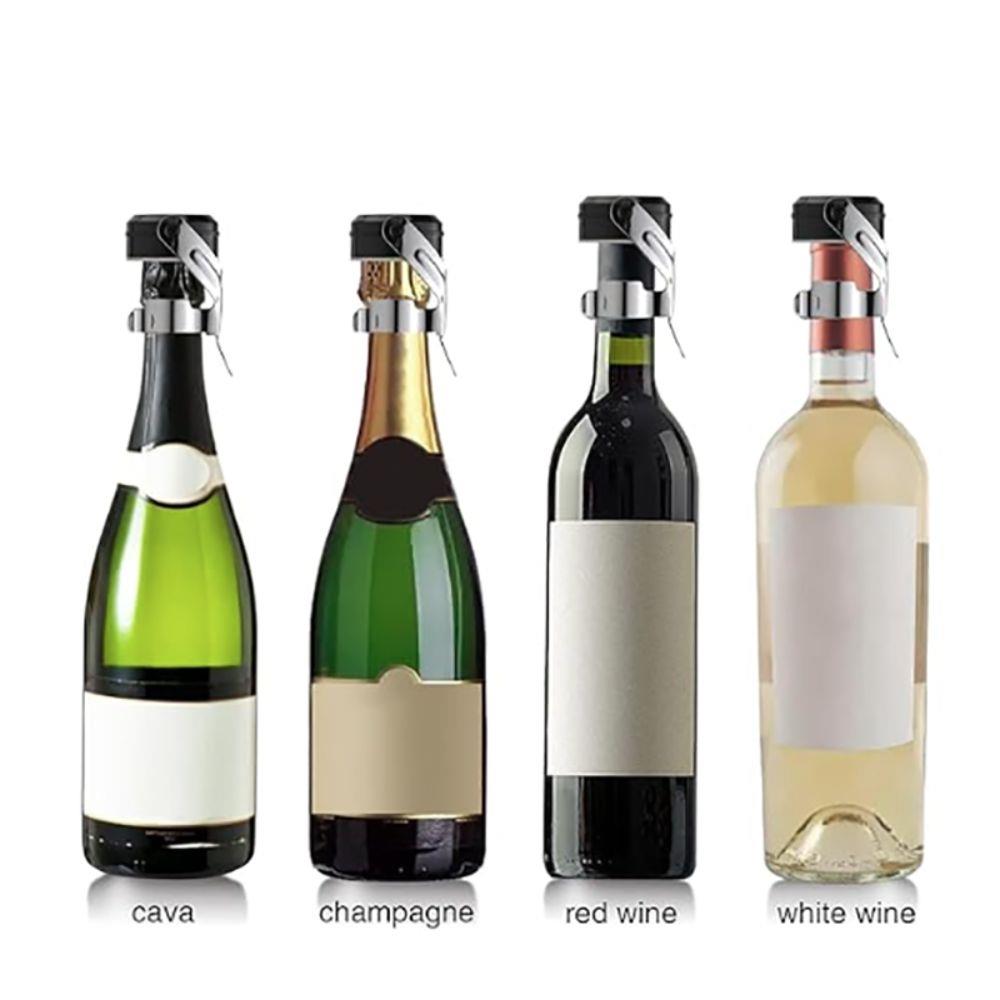 2Pcs Fresh-keeping Wine Bottle Stopper Reusable Leak Proof Champagne Bottle Cork Stainless Steel Wine Bottle Cap Club 7