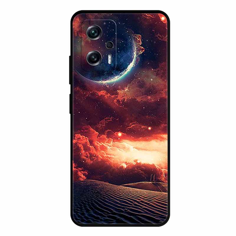 For Xiaomi Poco X4 GT Case X4GT X 4 GT Wolf TPU Silicone Soft TPU Back Cover for Poco X4 GT Para Cartoon Black Edge Fundas Coque