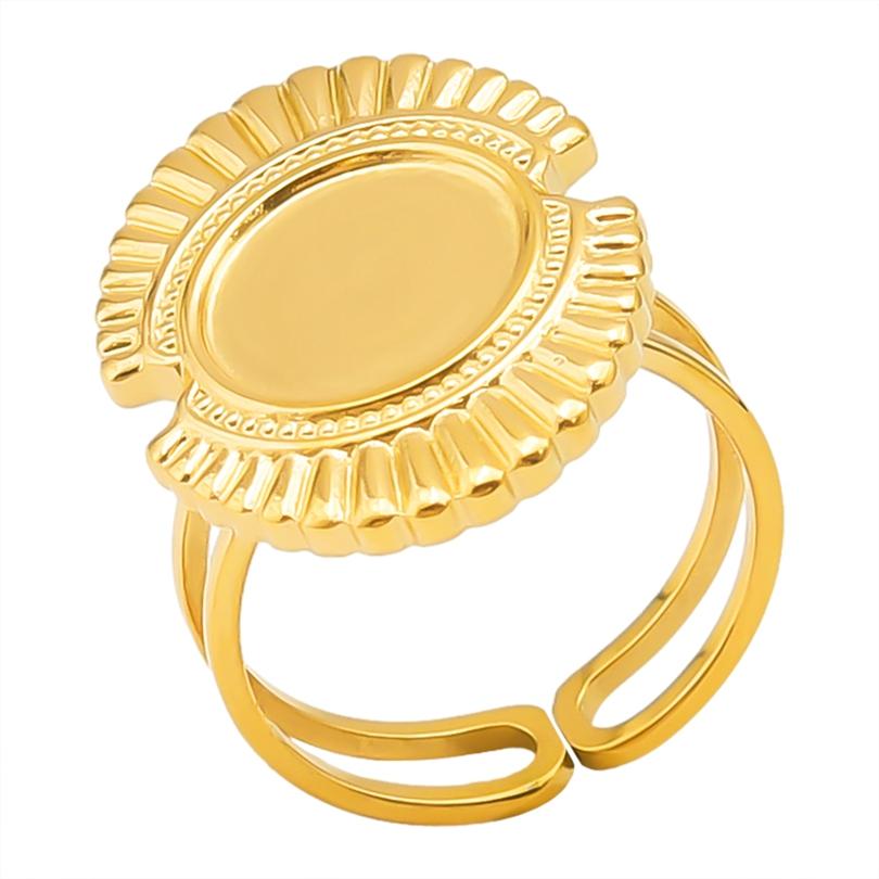 Neuer Offener Verstellbarer Ring Blatt Schlange Herz Echt Vergoldeter Edelstahl Ringe Für Frauen Männer Zubehör Mehrschichtiger Schmuck