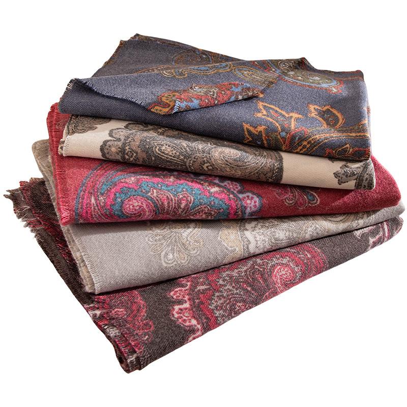 Imitation Cashmere Scarf New Autumn and Winter Fashion Printed Shawl Scarf Women's Medium Length Thickened Warm Scarf