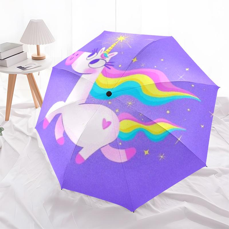 1 Stück Einhorn, Regenbogen Automatischer Öffnungs-/Schließschirm, Faltbarer Kompakter Schirm mit Leichtem Design für Damen/Herren yy251028163