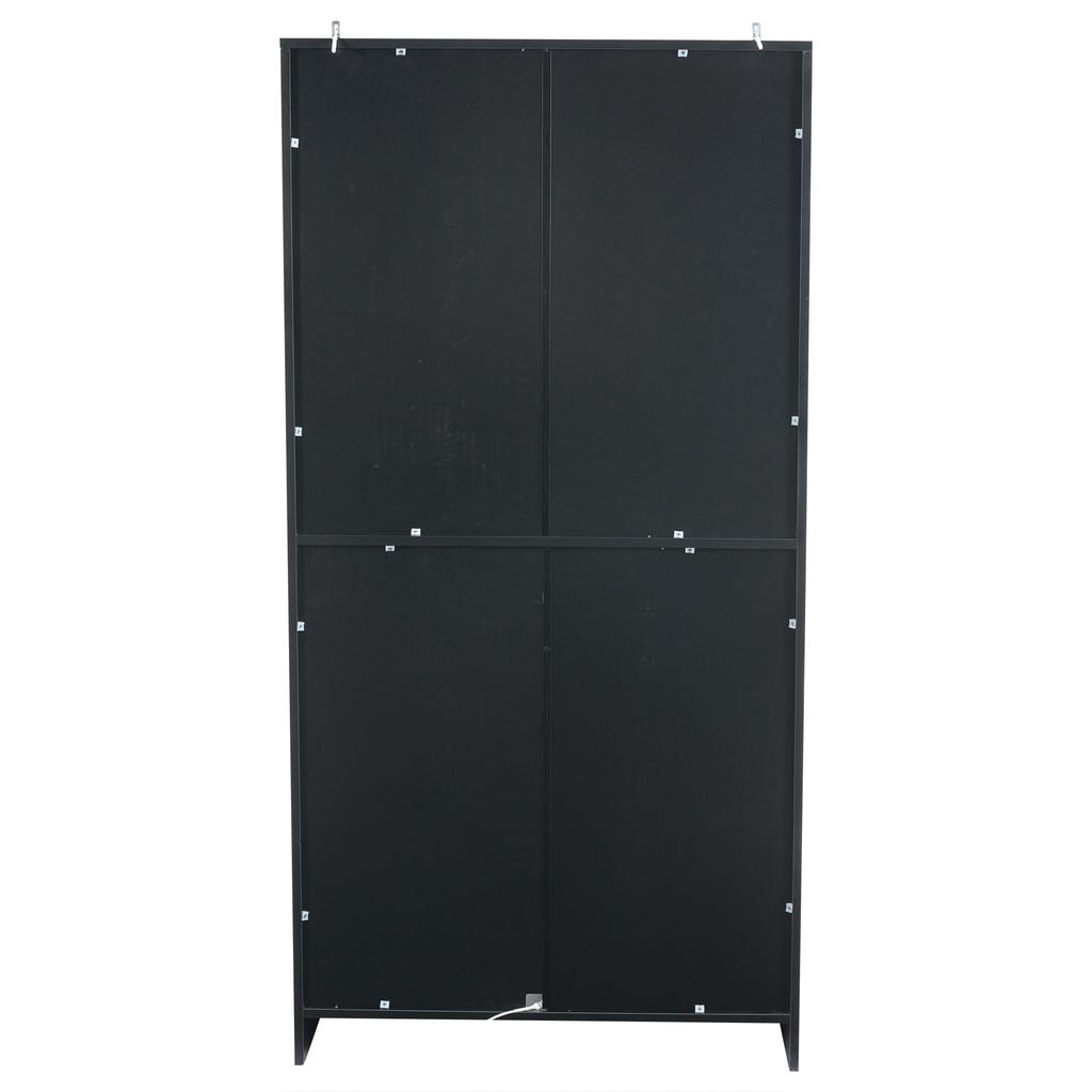 Glass Display Cabinet with App LED Lighting, Double-Door with Movable Shelves, 80*40*160cm, Tall Cabinet for Living Room, Bathroom Cabinet