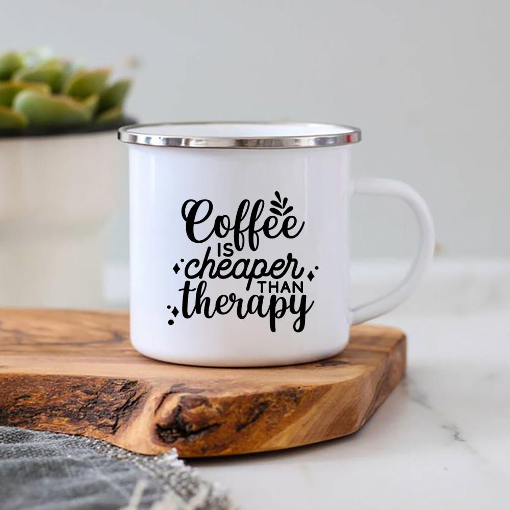 Life Begins After Coffee Print Mugs Creative Enamel Mug Home Office Coffee Tea Cups Camping Bonfire Beer Drink Cocoa Mug Gifts
