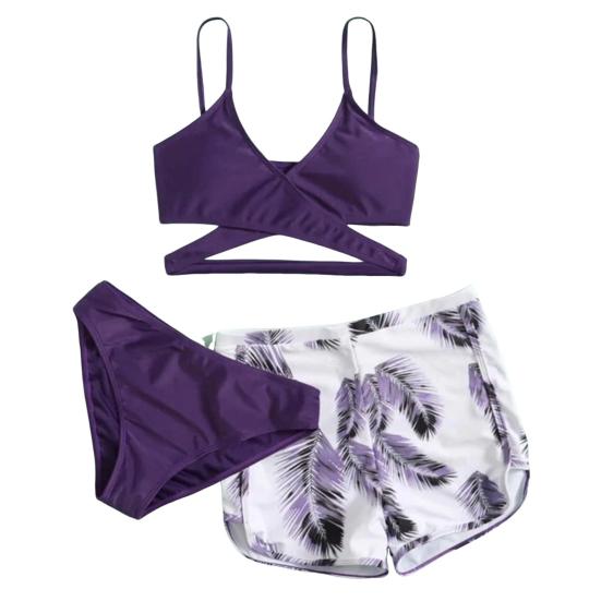 

Комплект из 3 предметов: купальник с V-образным вырезом, бюстгальтер со средней посадкой, плавки, однотонный цвет S