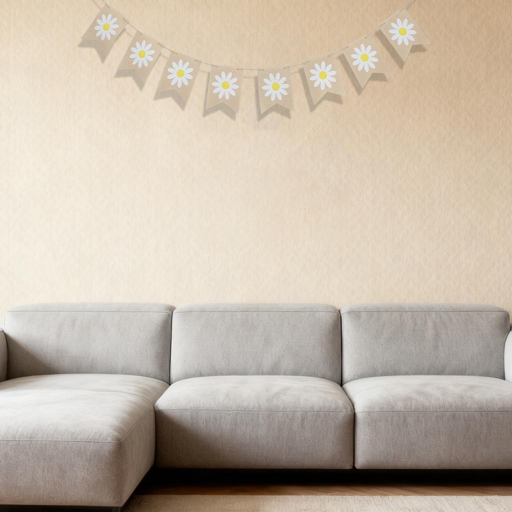 1Set Hello Spring Burlap Banner Spring Party Decoration Flower Pattern Garland for Classroom Mantle Outdoor Hanging Garden