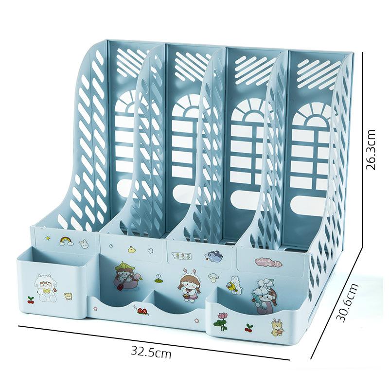 Office Supplies Thickened Four-column Desktop File Shelf Data Frame Bookstand File Frame Stationery Storage Box