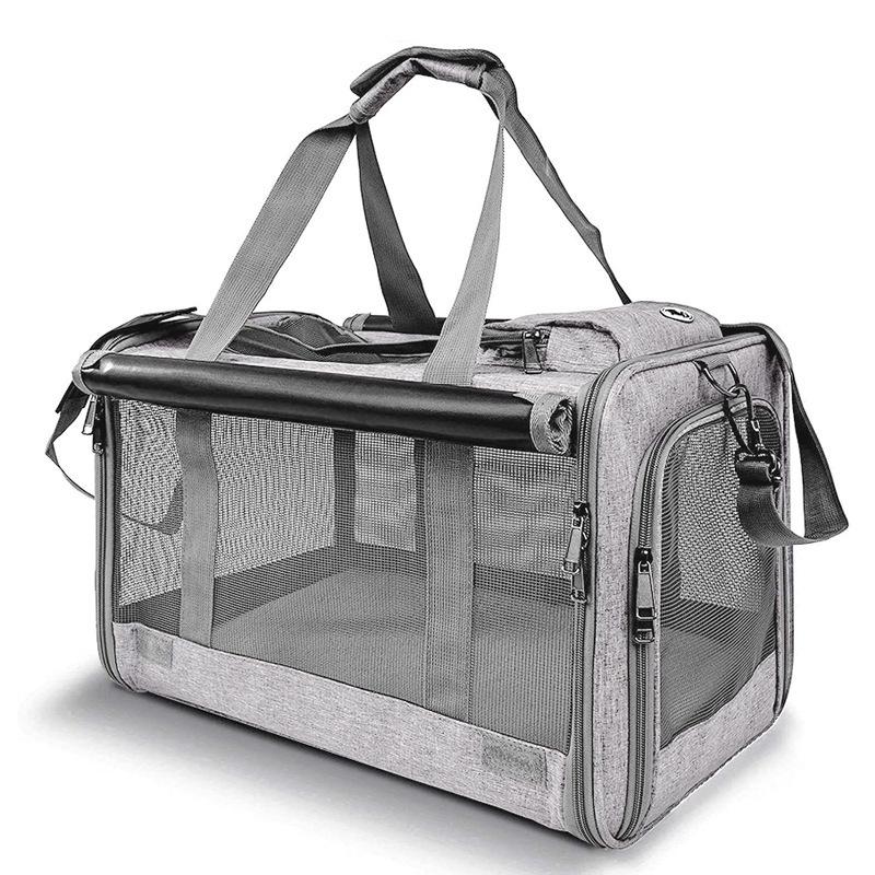 

Portable Pet Carrier: Large Capacity, Foldable Aviation Box for Dogs and Cats серый