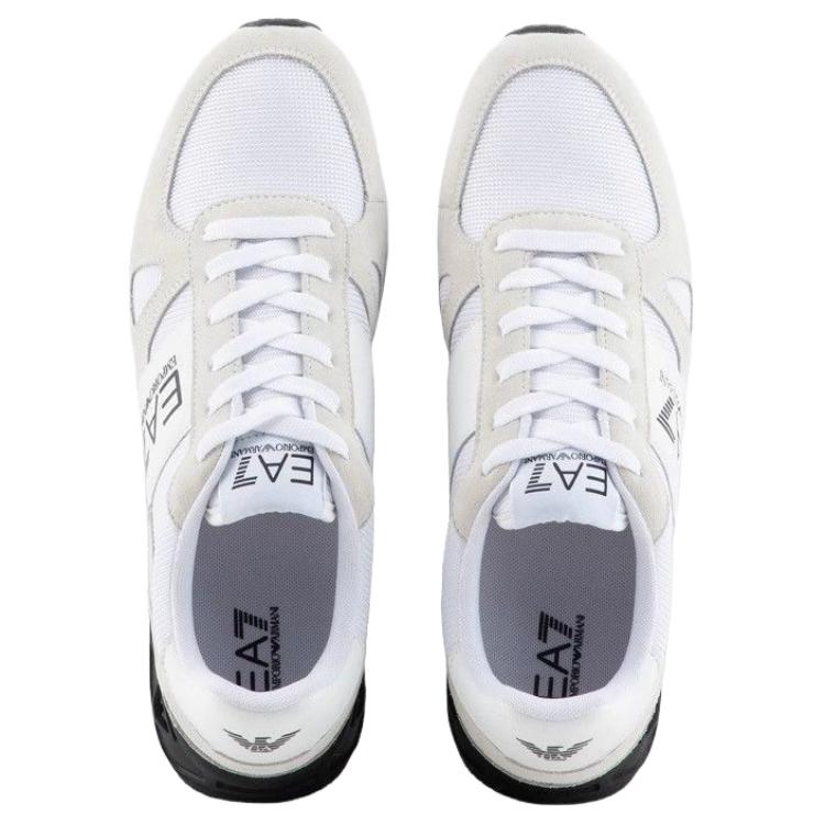 Emporio Armani EA7 Leather Round Toe Lace-Up Logo Low-Top Lifestyle Sneakers Men sneakers White X8X151XK354S271