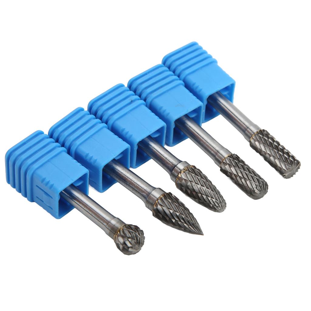 5 stk 6x10mm Dobbelkutt Wolframkarbid Roterende Filer Sett for Maskineri Luftfart Bil Skip