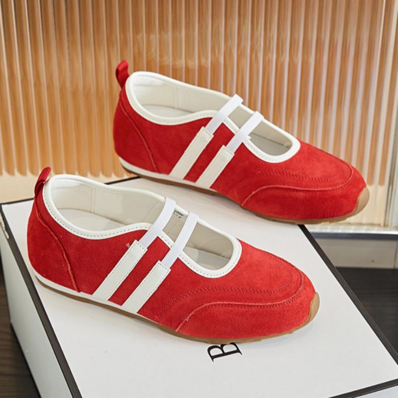 Genuine Leather Mary Jane Shoes with Inner Height Increase Flat Sole German Training Shoes Shallow Mouth Versatile Women's Shoes