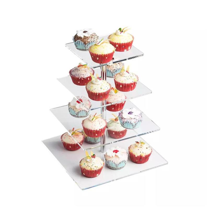 3/4 Layers Acrylic Multi-Purpose Square Display Stand Base For Cupcake Jewelry Statue Decor Wedding Party Desktop Storage Rack