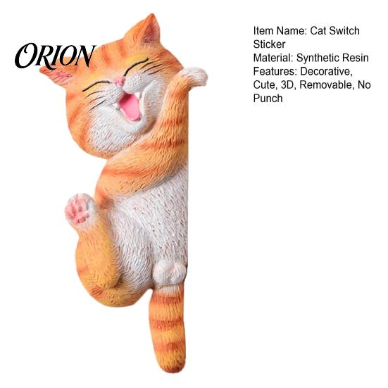 Unique Home Interior Accents 3D Cat Light Switch Sticker, Decorative Resin Wall Plate Cover, Cute Animal Double Socket Guard Stickers, Peel And Stick
