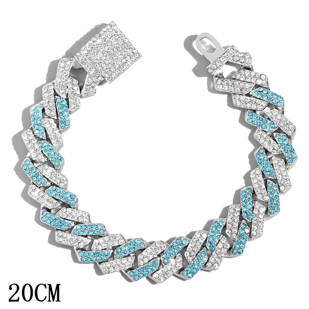 

Модный розово-голубой браслет-цепочка кубинского плетения с кристаллами, для женщин, со стразами, кубинские браслеты, хип-хоп украшения