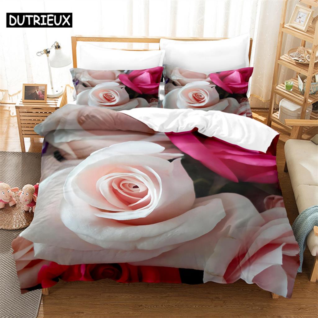 Luxury Rose Queen Bedding Set Duvet Cover Set Bedding Comforter Bedding Sets Bed Linen King Size Duvet Cover Bedding Set
