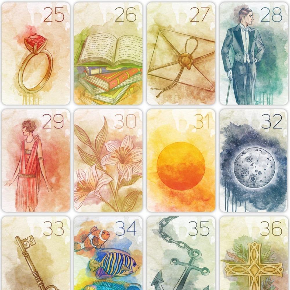Innocent Secrets Lenormand 9*6cm 36 Pcs Cards Soft and Gentle Coloring Created with Delicate and Flowing Nature of Watercolors