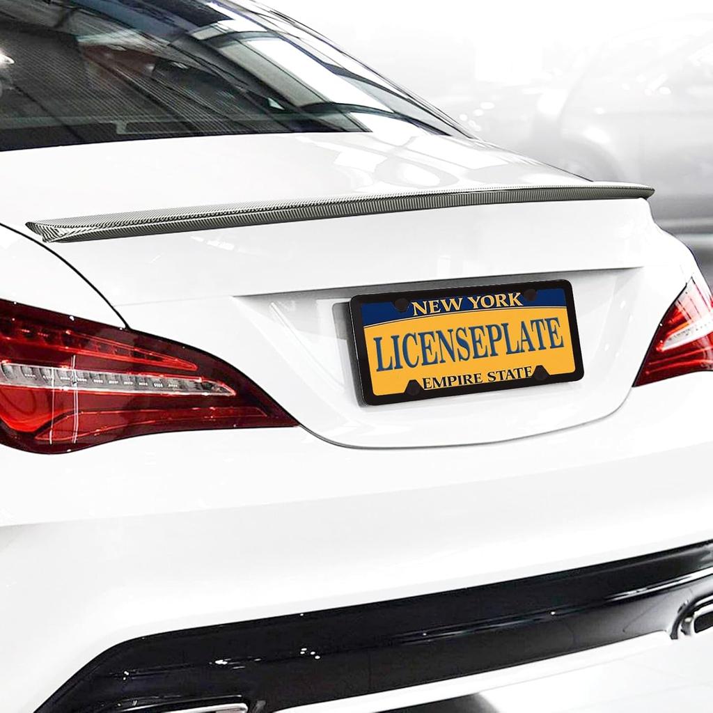 Black License Plate Frames, Stainless Steel, Car License Plate Holder with Screw Caps, Rattle Proof Pad Front Back License Plate Cover