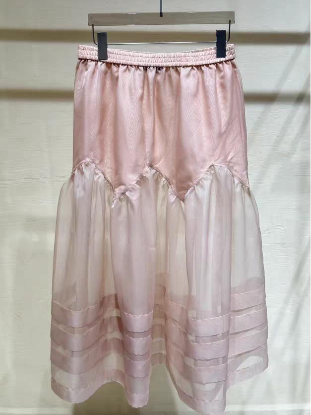 

High-End 26 Lace Splicing Elastic Waist Layered Mesh Skirt Small светло-розовый