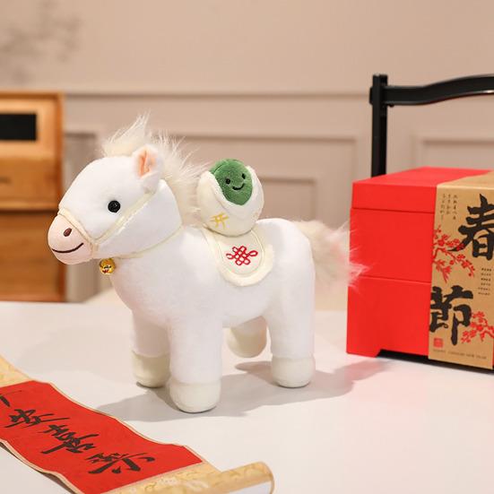 Poupée Cheval Jouet en Peluche Décoration Nouvel An Chinois 2026 Cheval Porte-Bonheur Ornement Zodiaque pour Décoration de Fête à la Maison