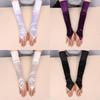 49CM Women Gloves Satin Long Fingerless Gloves New Hook Finger Gloves  Wedding Bride