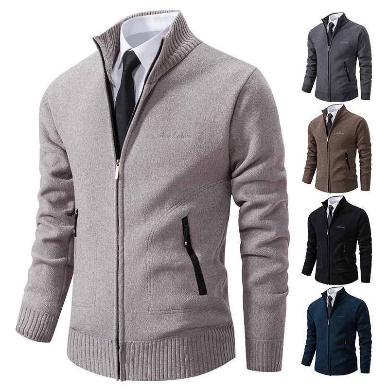 2025 Knitwear Spring and Autumn Men's Stand-up Collar Thick Warm Cardigan Sweater Winter Loose Casual Coat