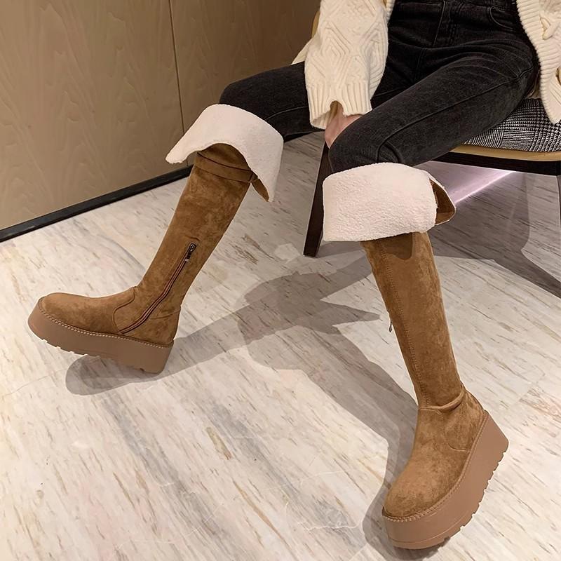 Thick-soled snow boots women's tall cycling boots 2025 new versatile two-wear boots women's small over-the-knee boots