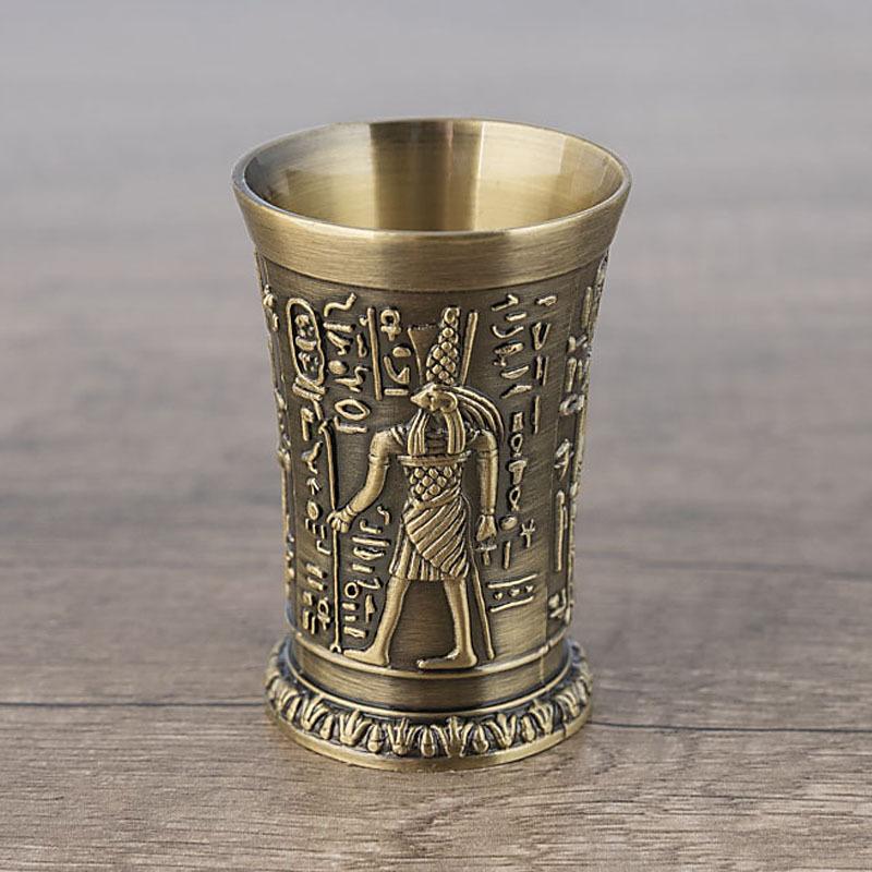 30ML Ancient Egypt Metal Shot Glass Bar Home Cocktail Liquor Copper Cup Short Wine Glasses Pharaoh Cleopatra Rameses Ra God