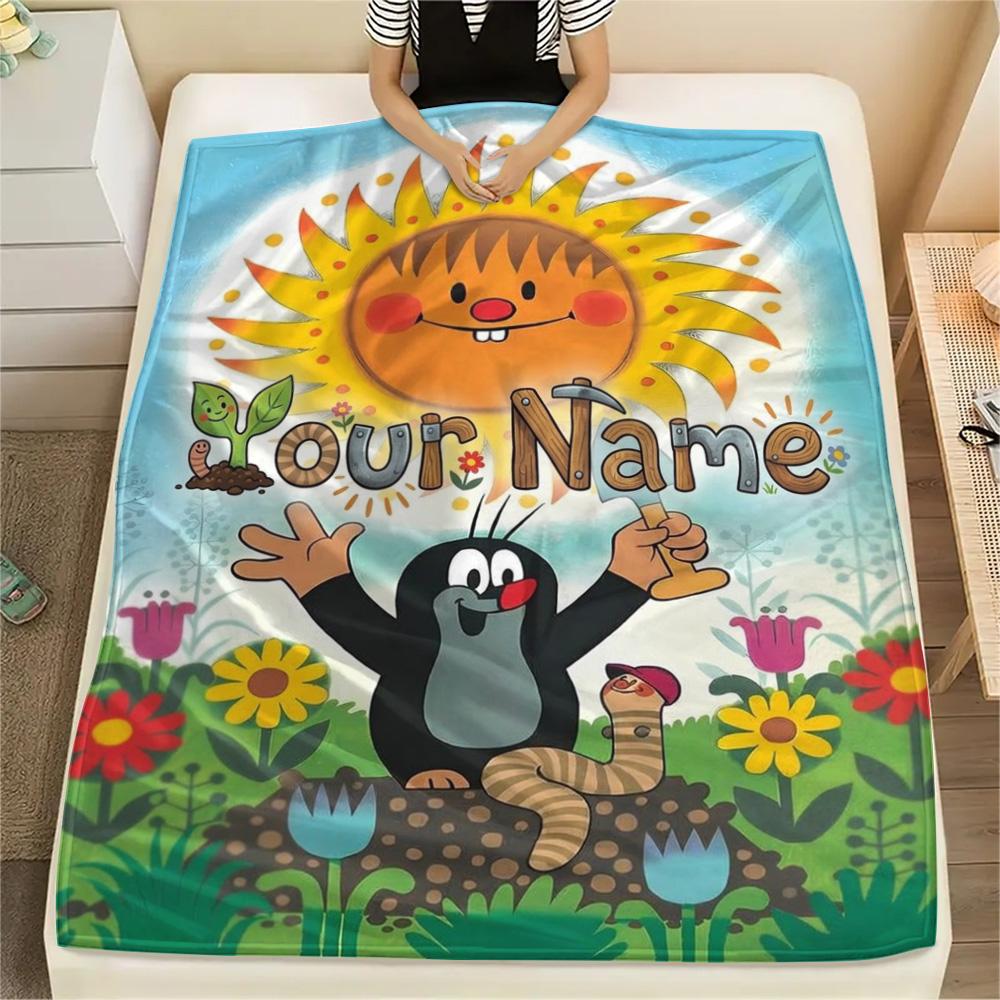 1PC Animal Friends Garden Custom Name Patterned Flannel Blanket Suitable For All Seasons For Home Decor Warmth And Comfort Gifts Holiday Present