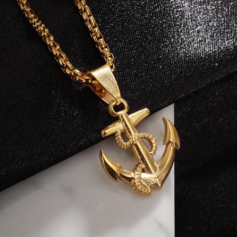 Classic Popular Anchor Trident Pendant Necklace for Men and Women Hip-Hop Rock Trend Nordic Jewelry