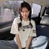 Women's 2025 Heavyweight White Cotton Straight Shoulder Short Sleeve T-Shirt - American Style Loose Fit