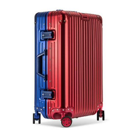 20" Aluminum-Magnesium Alloy Trolley Case - Unisex Metal Travel & Business Suitcase with Leather Accents