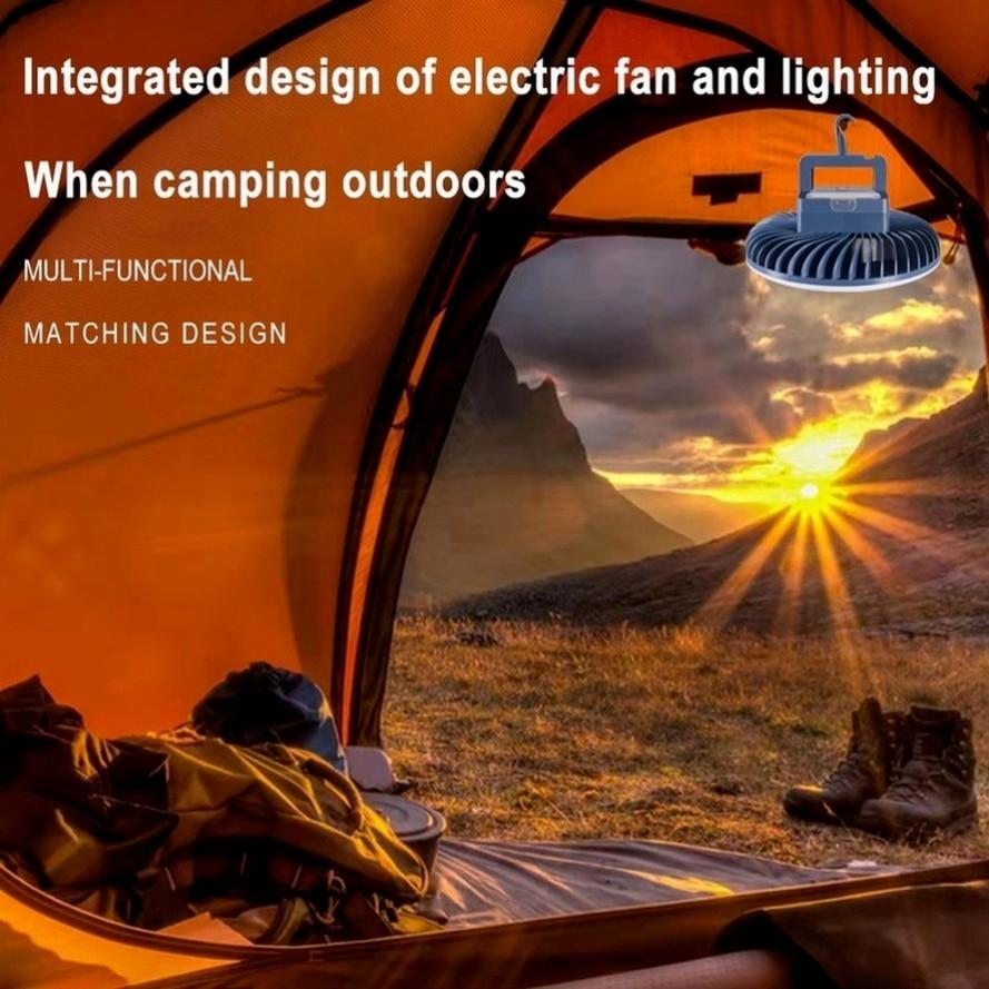 Camping Lantern Outdoor Lighting Tool with Fan Battery Operated Fishing Hanging Waterproof ABS Emergency Tent Multifunctional