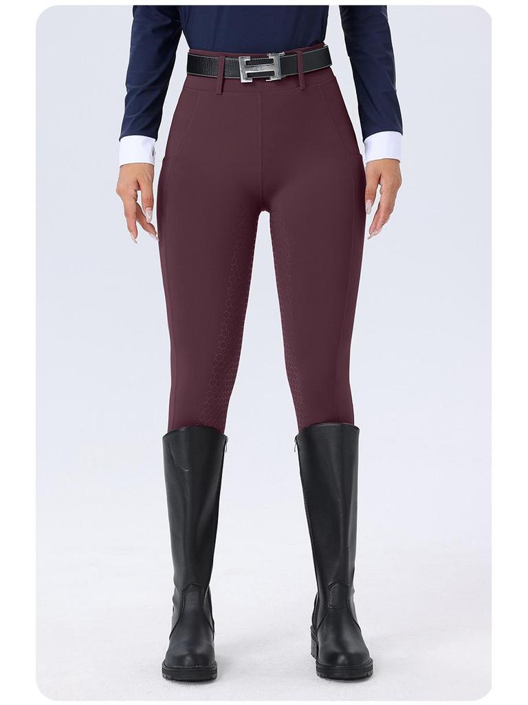 Damen Reithose mit hohem Bund, Silikonvollbesatz, rutschfest, abriebfest, elastischer Passform und Taschen.