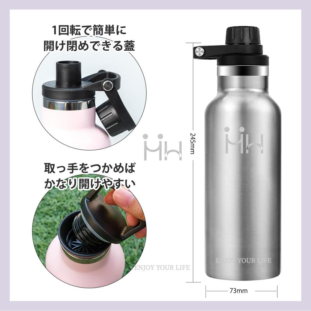 YANGYAO 500ml Direct Drinking Water Bottle with Cloth Vacuum Insulated Stainless Keeps Hot or Two Lids Lightweight Sports Stylish for Outdoor Silver