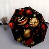 Weihnachtskugeln & Beeren Feiertags-Dekoratives Rundes Schirmchen, Tragbarer 3-fach Kompakter Regenschirm, Weihnachtsgeschenk ES420