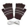 USB Heated Gloves Mitten for Men Women Striped Knit Fingerless Gloves Winter Hands Warmer Laptop Gloves for Adults