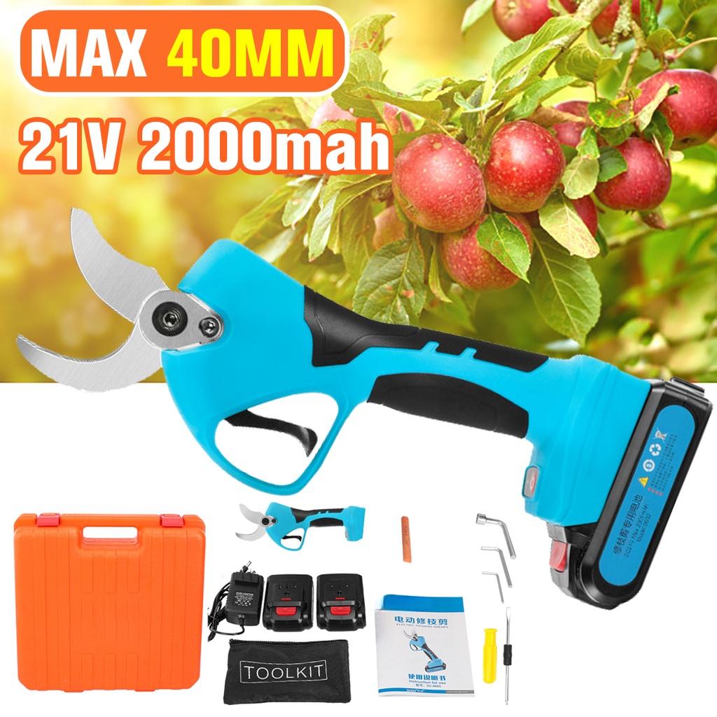 21V 40MM Electric Pruner Battery Pruning Shear Garden Scissors Trees Secateurs Cutter Shear Professional Cordless Pruner