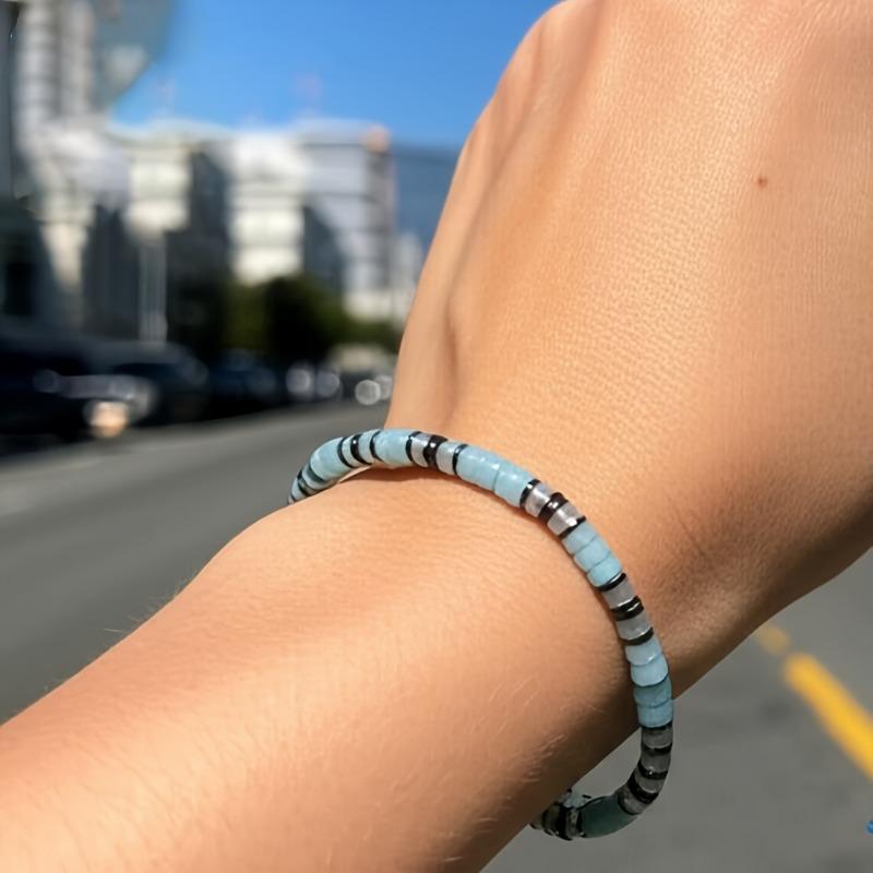 Fashion Natural Aquamarine Bracelet - Elegant Minimalist Blue Gemstone, Perfect for Daily Casual Korean Style Outfits