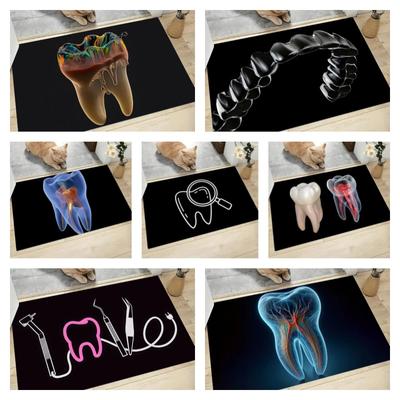 The Dentist Tooth Floor Mat Graphic Printed Flannel Doormats for Bathroom Kitchen Entrance Carpet Home Decor Homes Decoration
