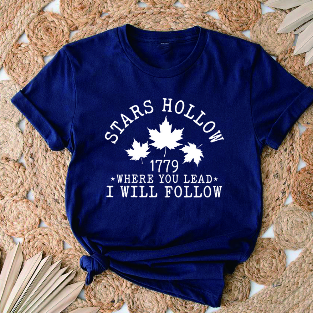 Stars Hollow T-Shirt Where You Lead I Will Follow Tshirt Retro Lukes Diner Shirts Women Short Sleeves Tops