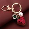Cartoon Fruit Bag Pendant Keychain Heart Shape Bag Charms Simulation Fruit Keychain  Bag Decoration