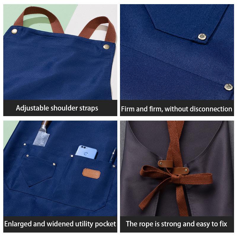 Modische Küchenschürzen aus Segeltuch für Damen und Herren, Koch-Arbeitsschürze für Grill, Restaurant, Bar, Shop, Cafés, Beauty Nails Studios, Uniform