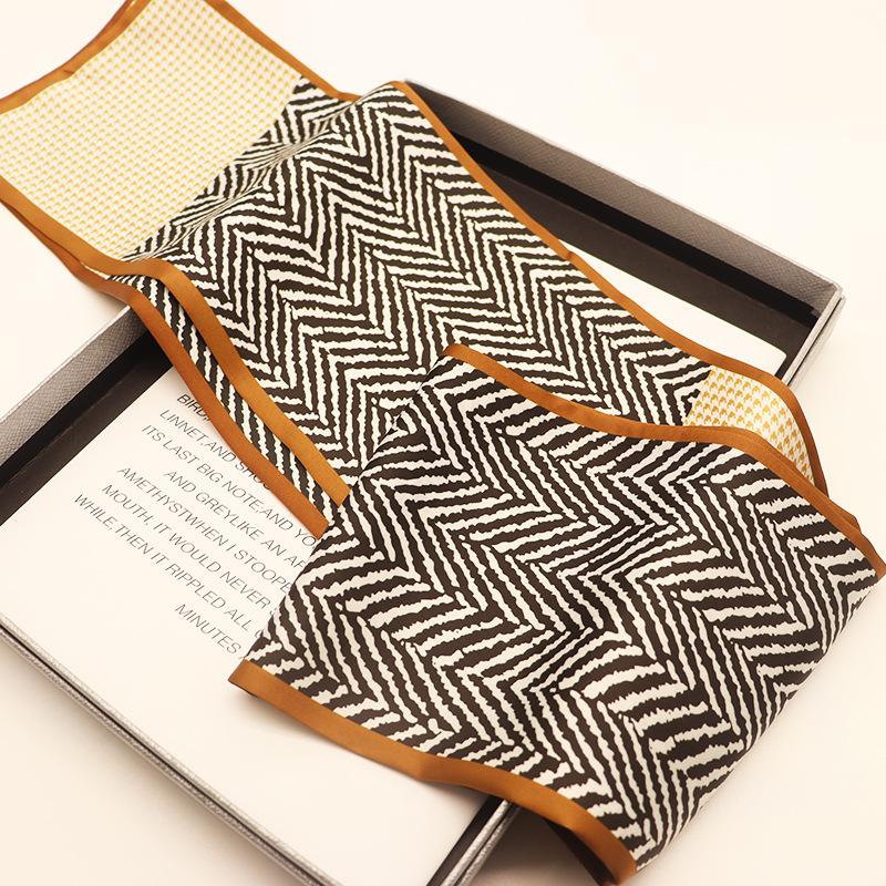 Langer Seidenschal Damen Sommer Kleiner Seidenschal Druck Simulation Seide Bindetasche Streamer Professioneller Kleiner Schal