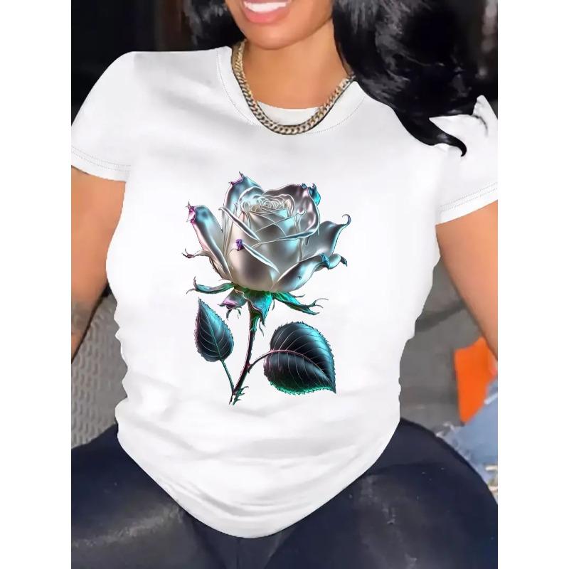 

Европейский размер Женская футболка Удобная Круглый вырез Повседневная Смесь хлопка Короткие рукава Мягкий Дышащий Топ Женская одежда Лето Весна Уличная одежда Ткань S белый