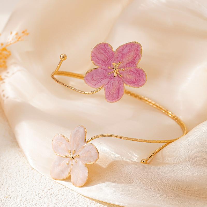 Elegant & Sexy Floral Open Cuff Armlet For Women Vintage Enamel Glaze Craft Flower Open Arm Ring Jewelry Gift
