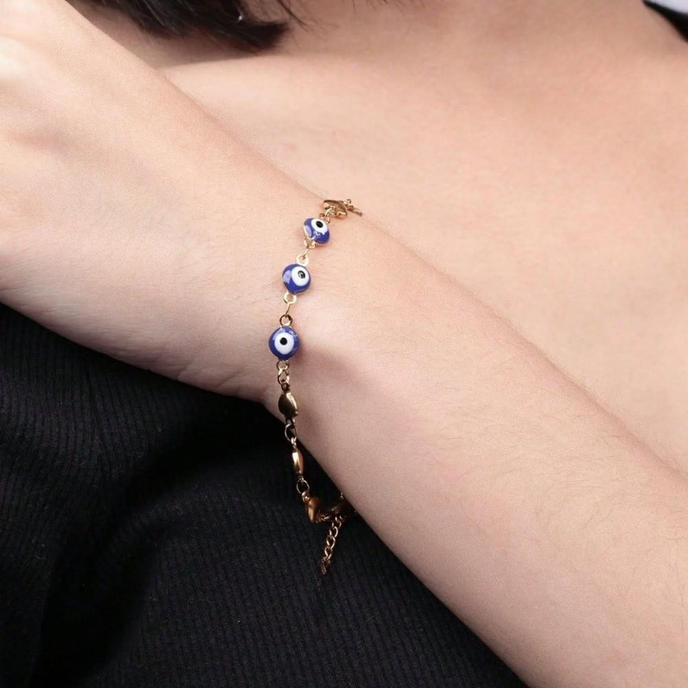 Stainless Steel Blue Eye Necklace Minimalist Clavicle Chain Fashion Colorful Anklet  Daily Wear