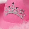 Western Cowboy Caps Pink Cowgirl Hat for Women Girl Tiara Cowgirl Hat Holiday Costume Party Hat Feather Edge Fedora Cap